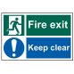 Fire Exit Keep Clear - PVC 300 x 200mm SCA1540