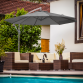 Dellonda Ø3m Banana Parasol/Umbrella for Garden, Patio with Crank Handle, 8 Ribs and Cover, Grey CanopY DG264