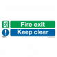 Safe Conditions Safety Sign - Fire Exit Keep Clear (Large) - Rigid Plastic SS32P1