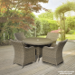 Dellonda Chester Rattan Wicker Outdoor Dining Table with Tempered Glass Top, Brown DG66