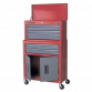 Topchest & Rollcab Combination 6 Drawer with Ball-Bearing Slides- Red AP2200BB