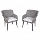 Dellonda Buxton Rattan Wicker Outdoor Dining Armchairs with Cushion, Set of 2, Grey DG76