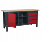 Workstation with 3 Drawers, 1 Cupboard & Open Storage AP1905B