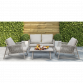 Dellonda Fusion Aluminium 4 Piece Outdoor Sofa, Arm Chairs & Coffee Table Set DG56