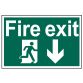 Fire Exit Running Man Arrow Down - PVC 300 x 200mm SCA1503