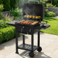 Dellonda Charcoal Grill BBQ Smoker and Trolley with 2 Side Shelves - Black DG283