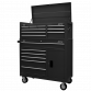 Topchest & Rollcab Combination 15 Drawer with Ball-Bearing Slides - Black AP41STACKB