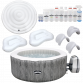 Dellonda 4-6 Person Inflatable Hot Tub Spa Deluxe Kit with Smart Pump - Wood Effect DL103