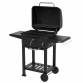 Dellonda Charcoal Grill BBQ Smoker and Trolley with 2 Side Shelves - Black DG283