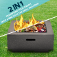 Dellonda Square MgO Fire Pit with BBQ Grill, Safety Mesh Screen and Fire Poker, Magnesium Oxide, Suitable for Wood and Charcoal - Dark Grey - DG193 DG193