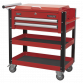 Heavy-Duty Mobile Tool & Parts Trolley 2 Drawers & Lockable Top - Red AP760M