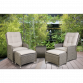 Dellonda Chester Rattan Wicker Outdoor Recliner Seat & Coffee Table Set, Brown DG68