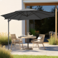 Dellonda Ø3m Garden/Patio Cantilever Parasol/Umbrella with Crank Handle, Tilt, 360° Rotation and Cover, Grey DG267