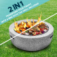 Dellonda Round MgO Fire Pit with BBQ Grill, Ø60cm, Safety Mesh Screen - Light Grey DG188