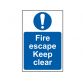 Fire Escape Keep Clear - PVC 200 x 300mm SCA0158