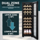 Baridi 27 Bottle Dual Zone Wine Cooler, Fridge with Digital Touch Screen Controls, Wooden Shelves & LED Light, Black DH90