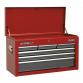 Topchest 6 Drawer with Ball-Bearing Slides - Red/Grey AP2201BB