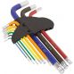 Ball-End Hex Key Set 9pc Long Colour-Coded Imperial AK7197