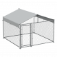 Dellonda 2 x2 x 1.5m Dog Kennel, Galvanised Steel, Roof Cover, Chain Link Fencing DG281