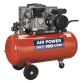 Air Compressor 100L Belt Drive 3hp with Cast Cylinders & Wheels SAC1103B