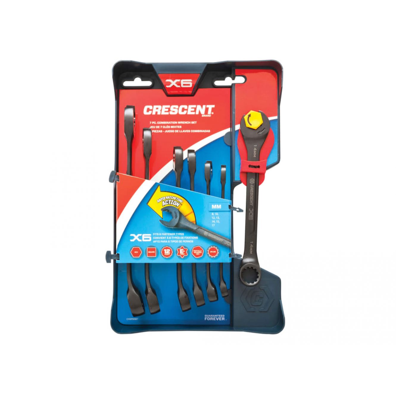 Crescent® X6™ Open End Ratcheting Spanner Set, 7 Piece CRECX6RWM7