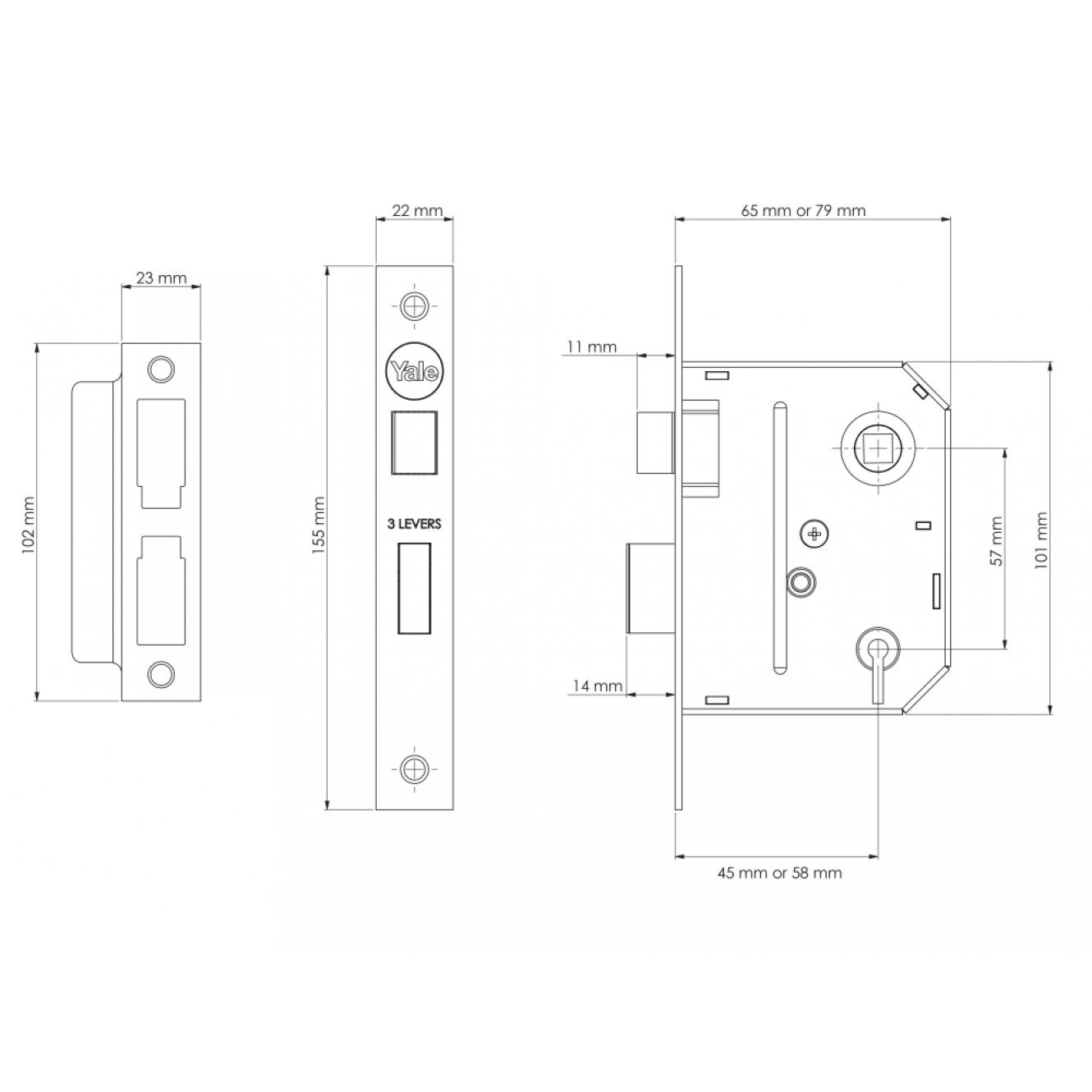 Yale Locks 3 Lever Mortice Sashlocks PM320