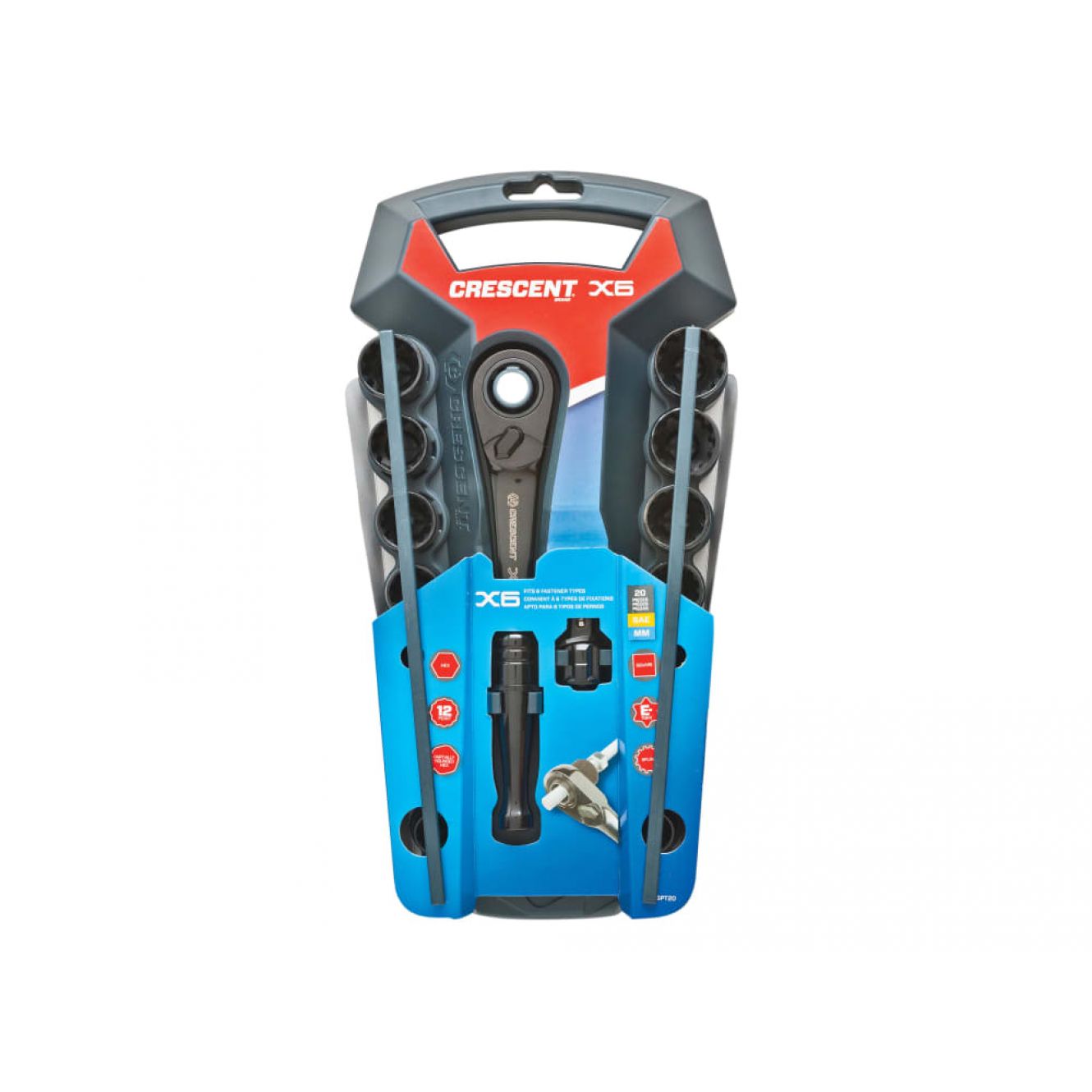 Crescent® X6™ PassThru® Ratchet & Socket Set 20 Piece CRECX6PT20
