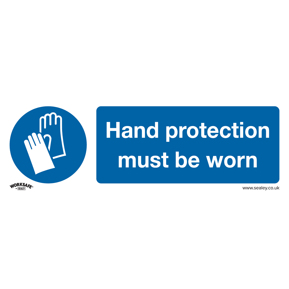 Mandatory Safety Sign - Hand Protection Must Be Worn - Self-Adhesive Vinyl - Pack of 10 SS6V10