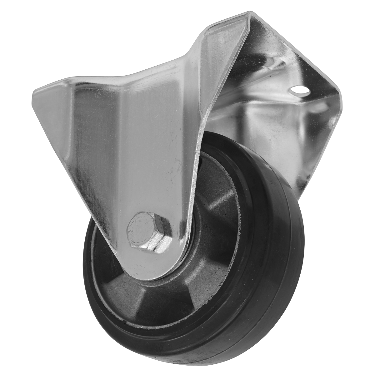 Heavy-Duty Rubber Fixed Plate Castor Wheel Ø125mm - Trade SCW5125FPEM