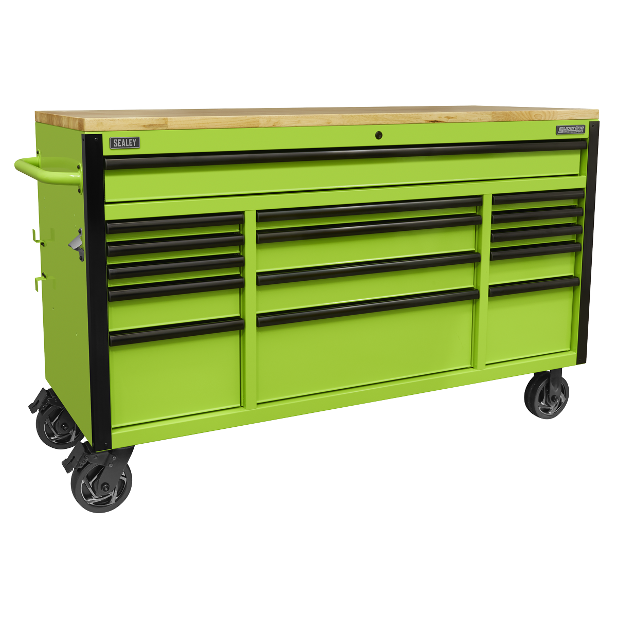 15 Drawer Mobile Trolley with Wooden Worktop 1549mm AP6115BE