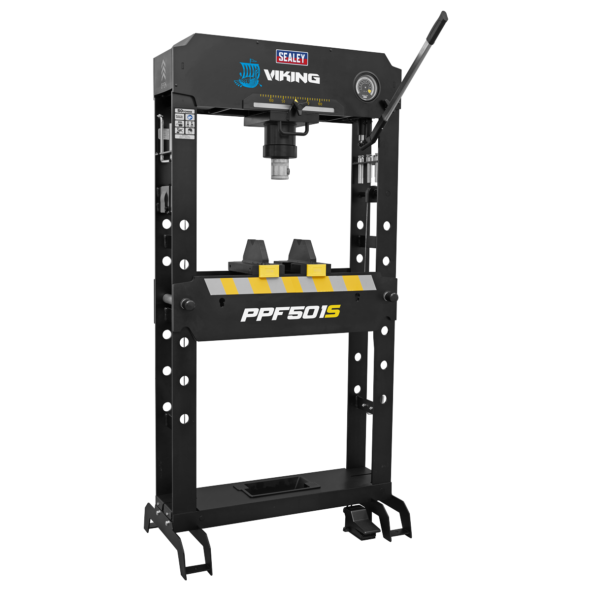Viking Air/Hydraulic Press 50 Tonne Floor Type with Sliding Ram and Foot Pedal PPF501S