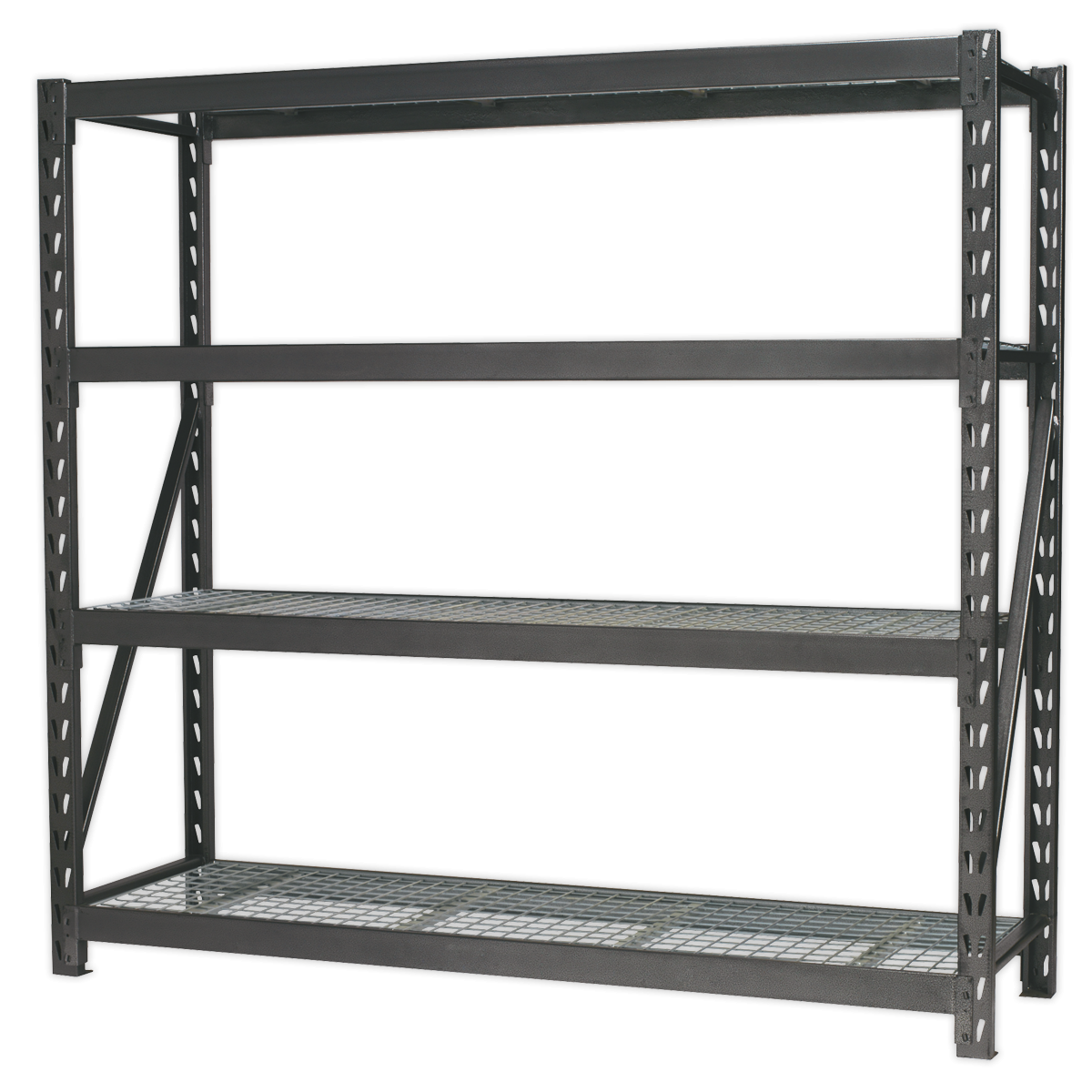 Heavy-Duty Racking Unit with 4 Mesh Shelves 640kg Capacity Per Level 1956mm AP6572