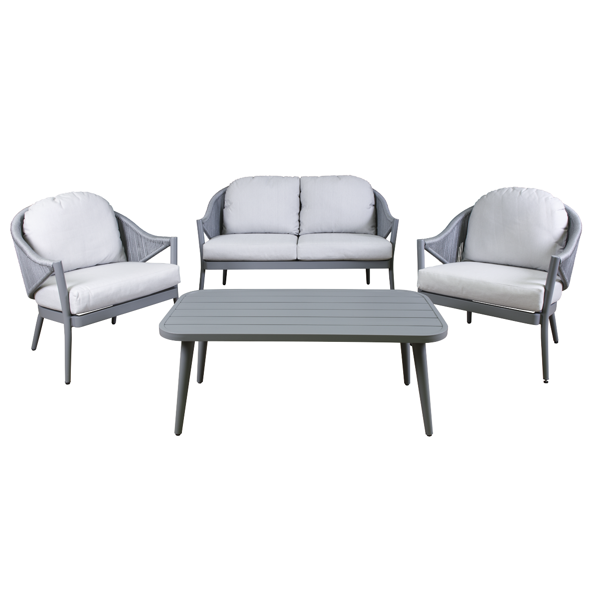 Dellonda Echo 4 Piece Aluminium Outdoor Garden Sofa Arm Chair & Coffee Table Set DG59