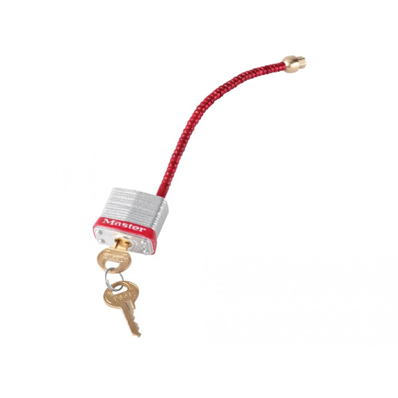 Lockout Padlock with Flexible Braided Steel Cable Shackle MLKS7C5RED