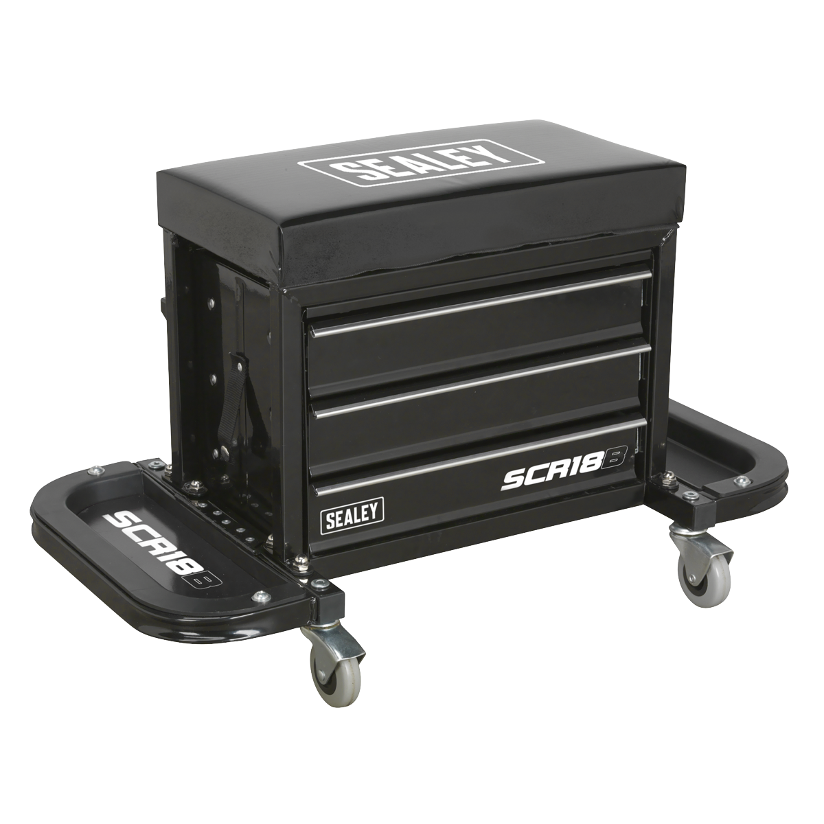 Mechanic's Utility Seat & Toolbox - Black SCR18B