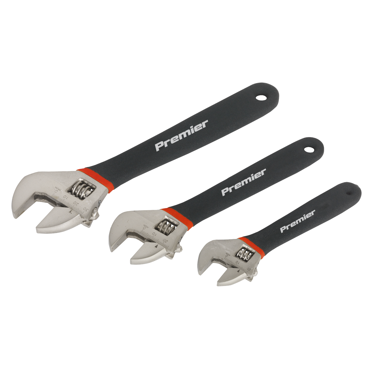 Adjustable Wrench Set 3pc Ni-Fe Finish AK907