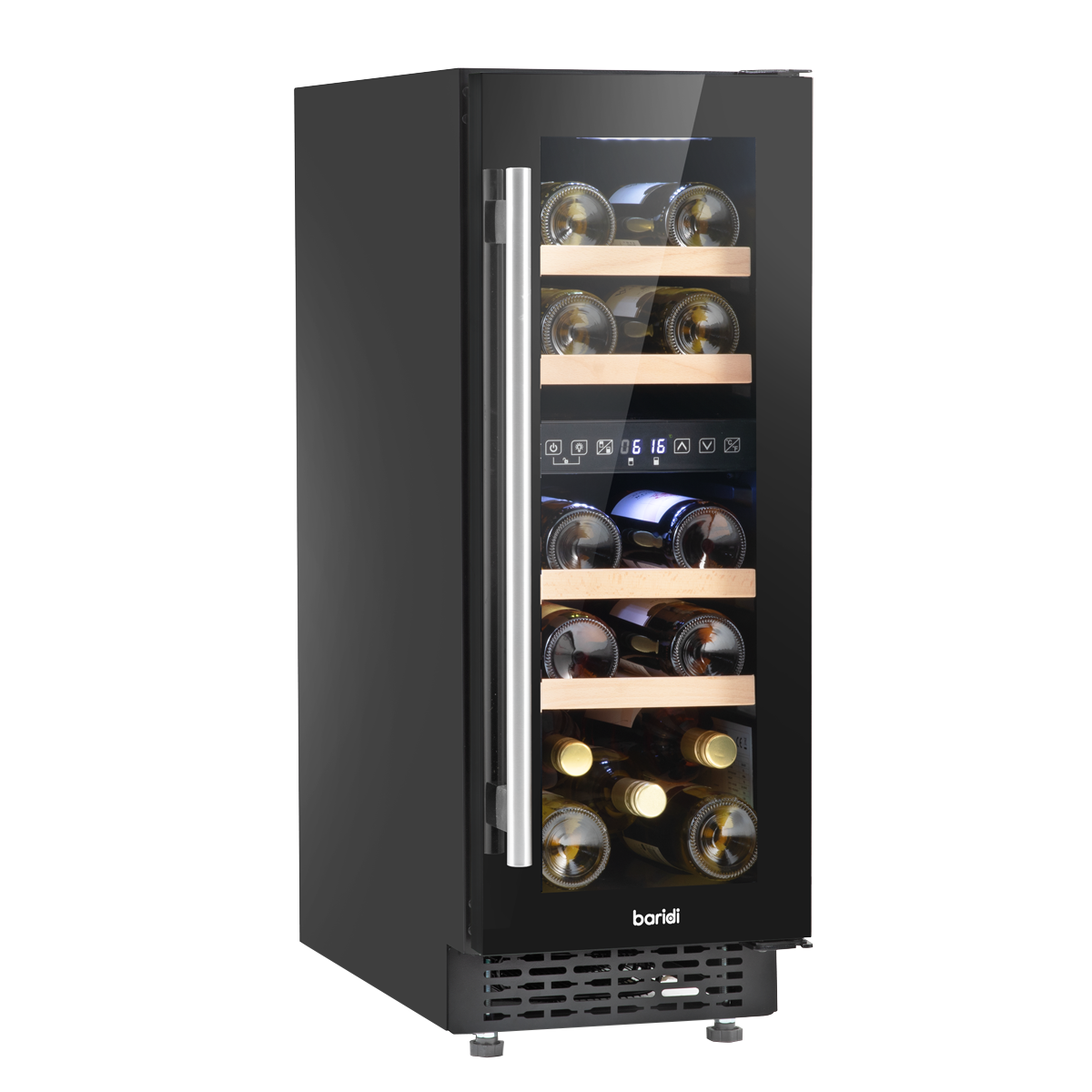 Baridi 17 Bottle Dual Zone Slim 30cm Wine Cooler, Touch Screen, Black DH204