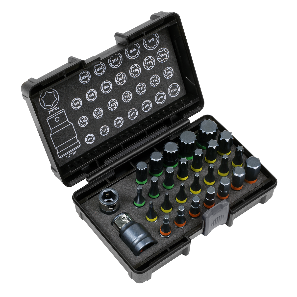 TRX-Star*/Hex/Spline Bit Set Impact 28pc 3/8" & 1/2"Sq Drive AK21902