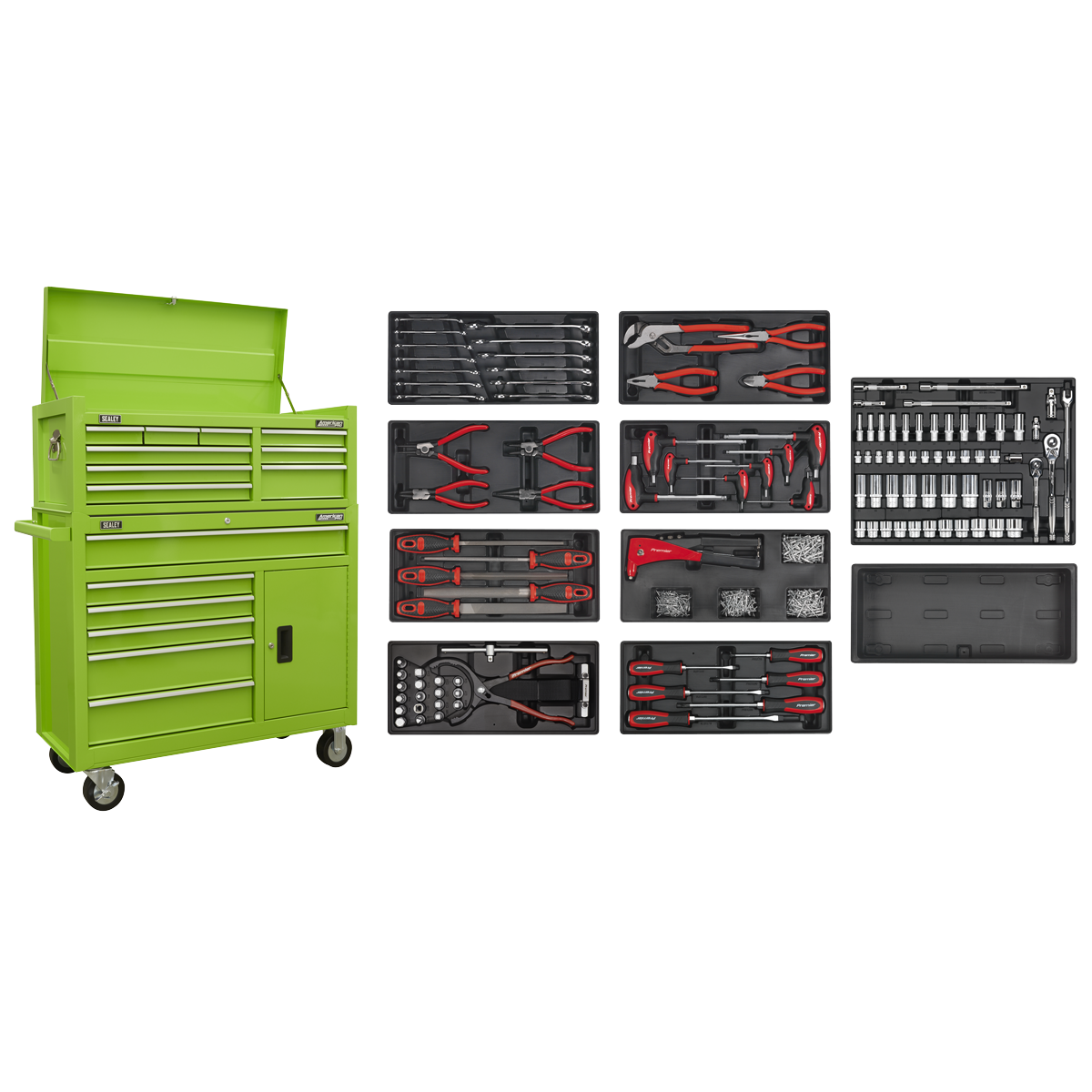 American PRO® Tool Chest Combination with 117pc Tool Kit - Green AP41STACKHVCOMBO