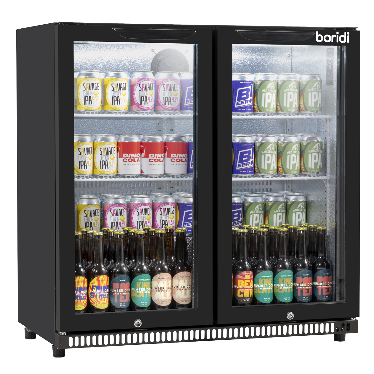 Baridi Hinged Double Door, Back Bar Drinks Fridge/Cooler, 190L Capacity DH272