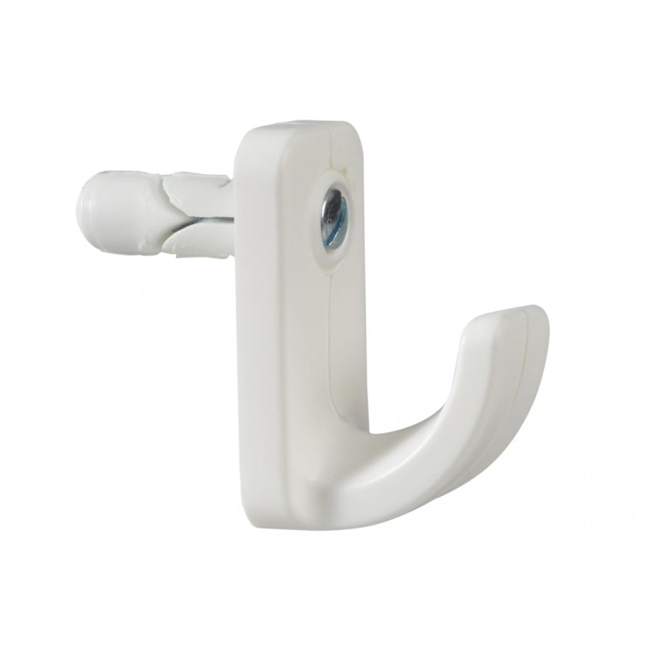 White Single Hollow Door Hook Pack of 1 PLAHW124
