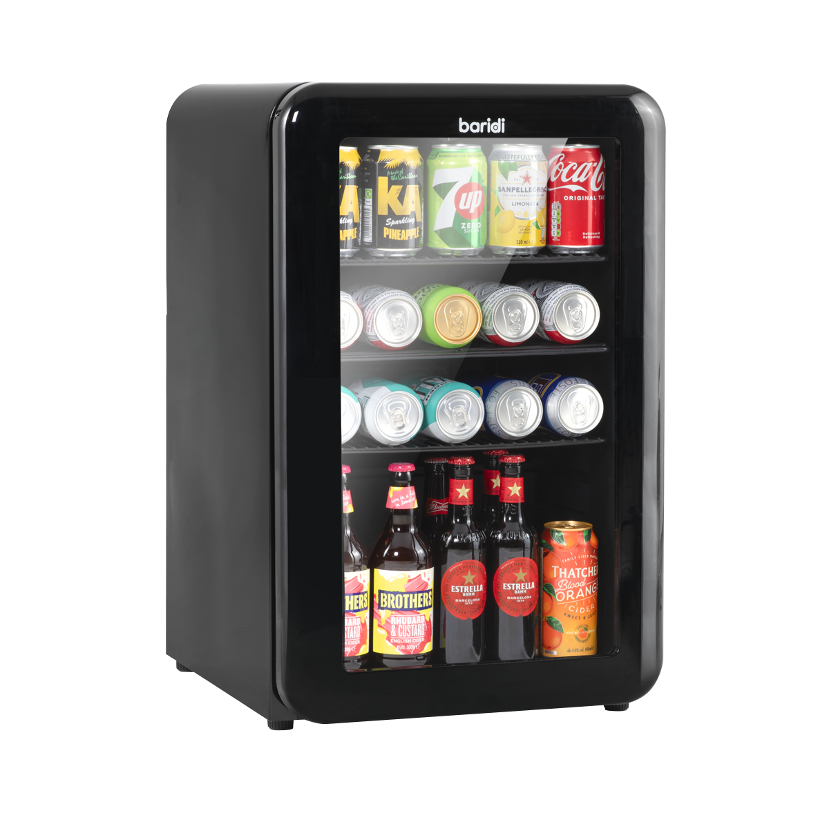 Baridi 70L Under Counter Drinks/Beer & Wine Cooler Fridge, Retro Style, Black DH222