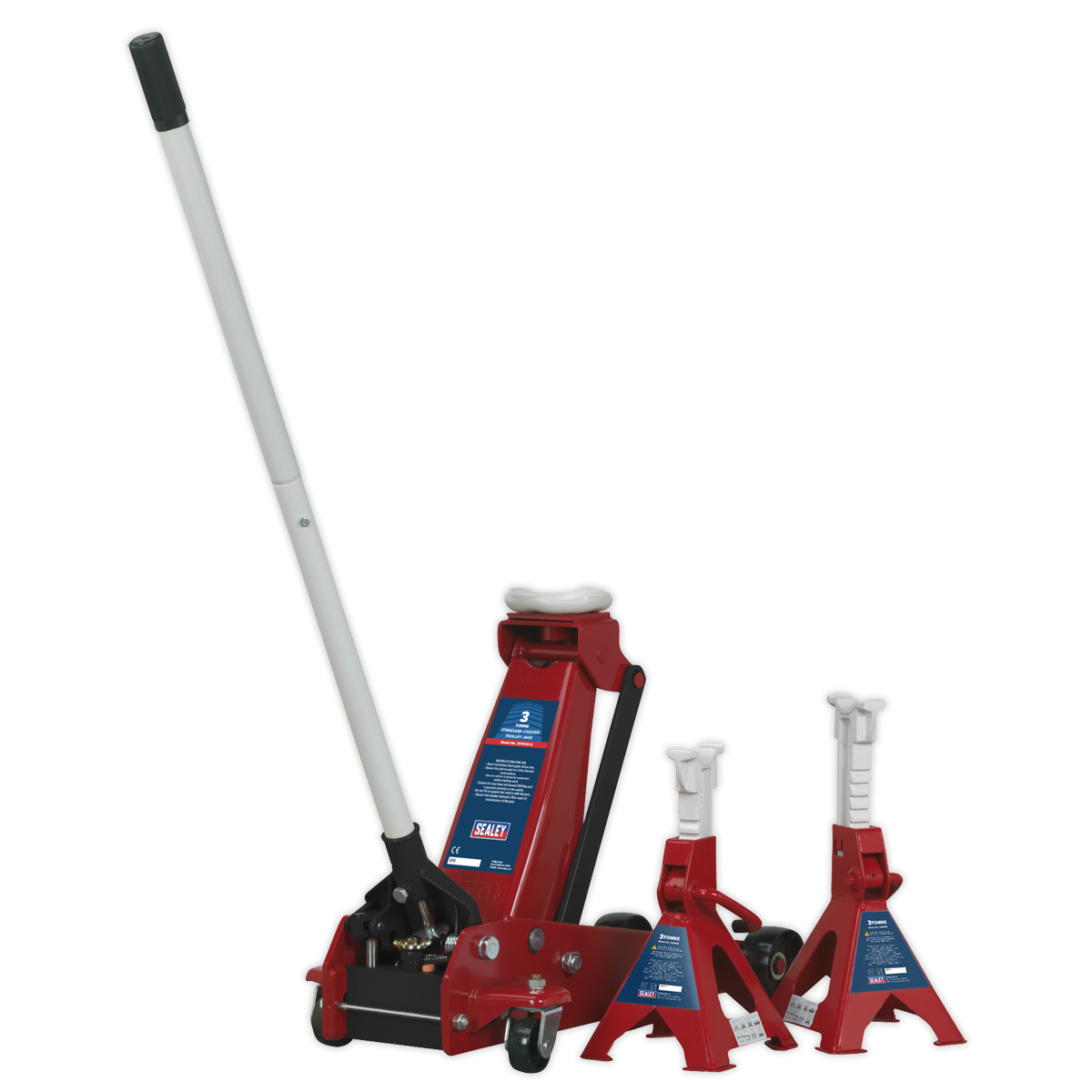 Trolley Jack 3 Tonne Standard Chassis with Axle Stands (Pair) 3tonne Capacity per Stand 3010CX