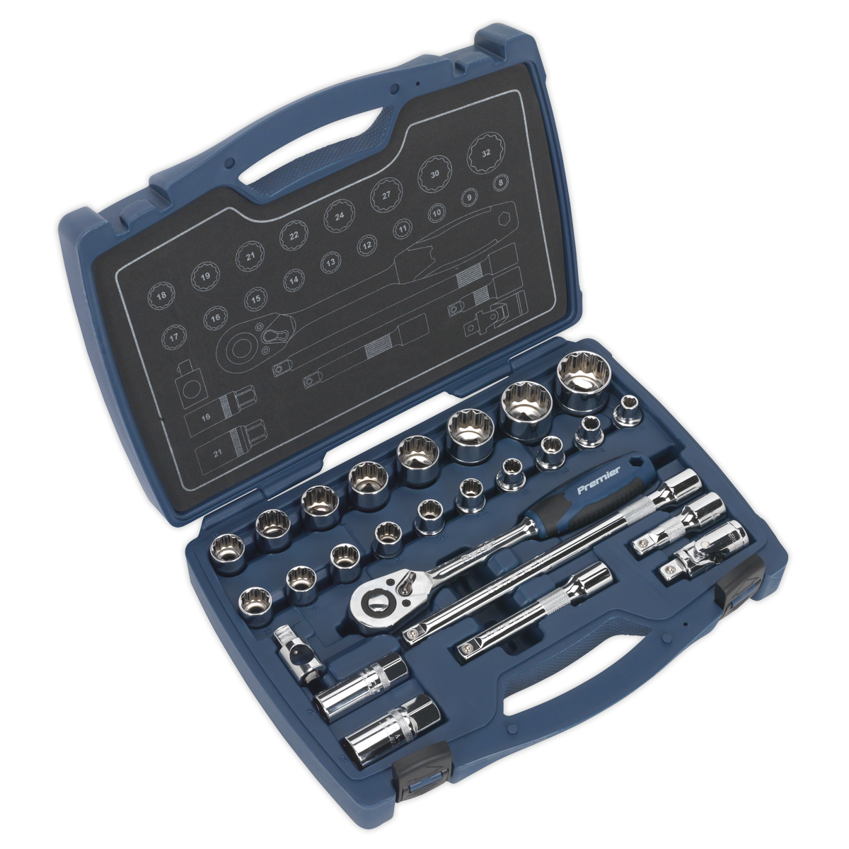 Socket Set 26pc 1/2"Sq Drive 12pt WallDrive® Metric