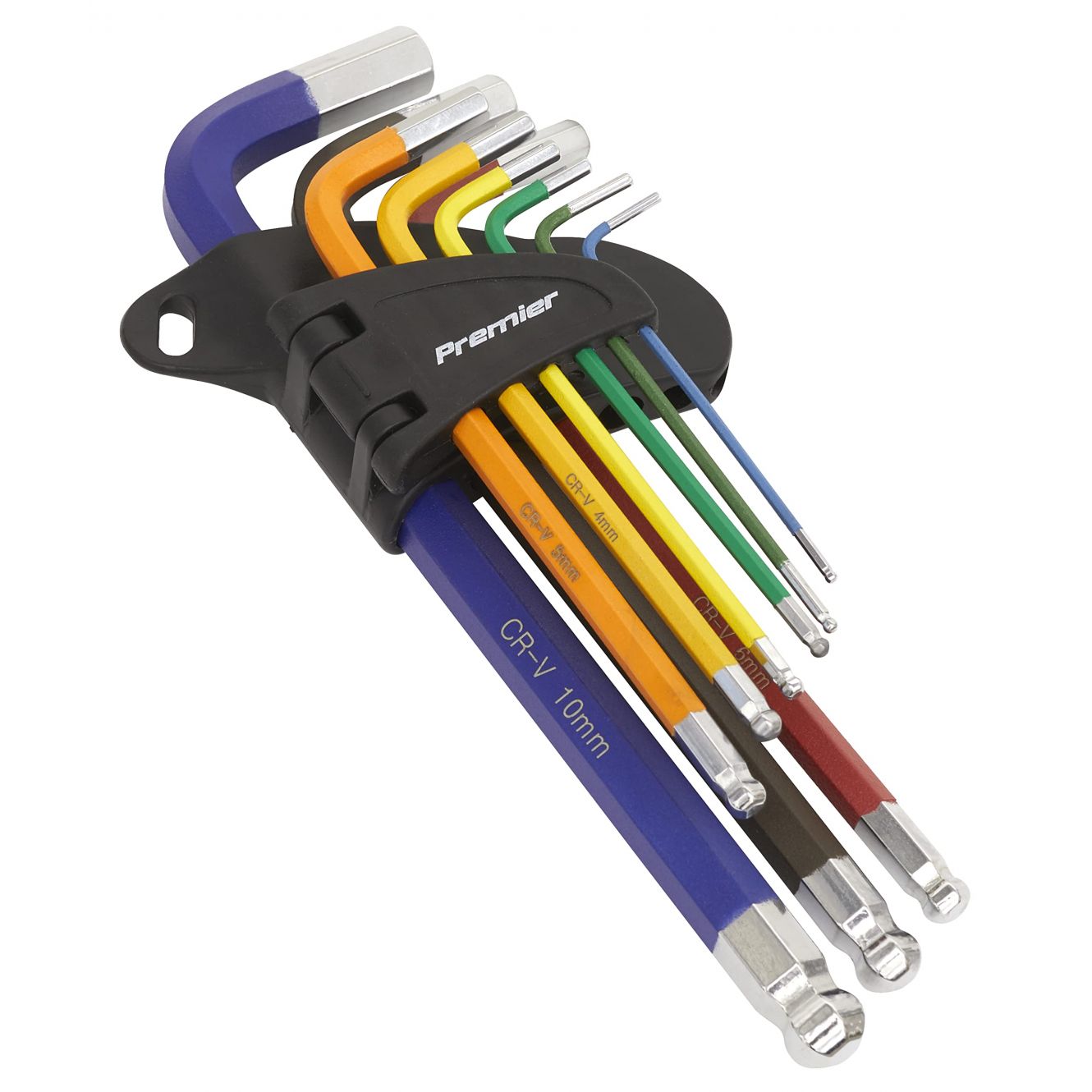 Ball-End Hex Key Set 9pc Colour-Coded Long Metric AK7190