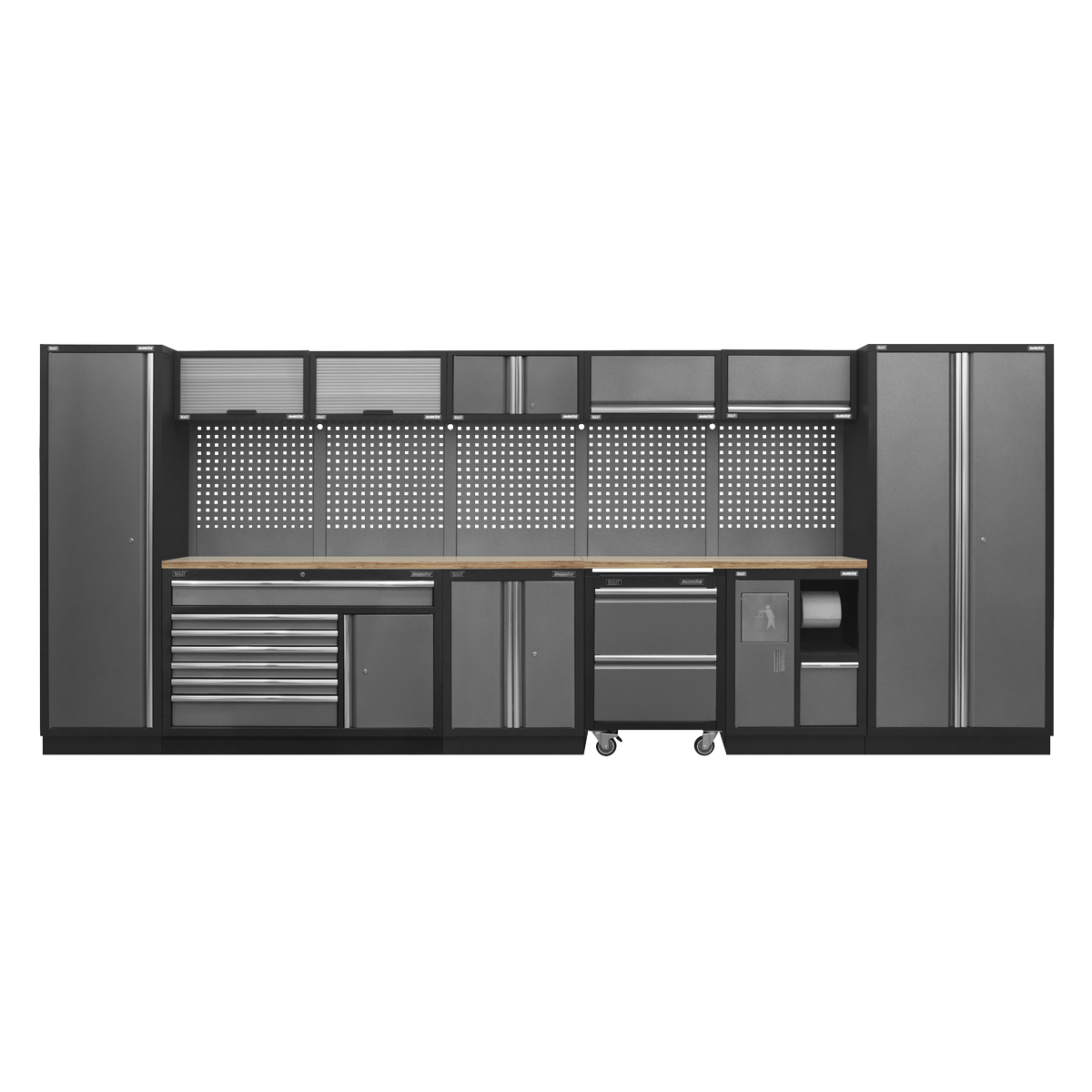 Superline PRO® 4.9m Storage System - Pressed Wood Worktop APMSSTACK15W