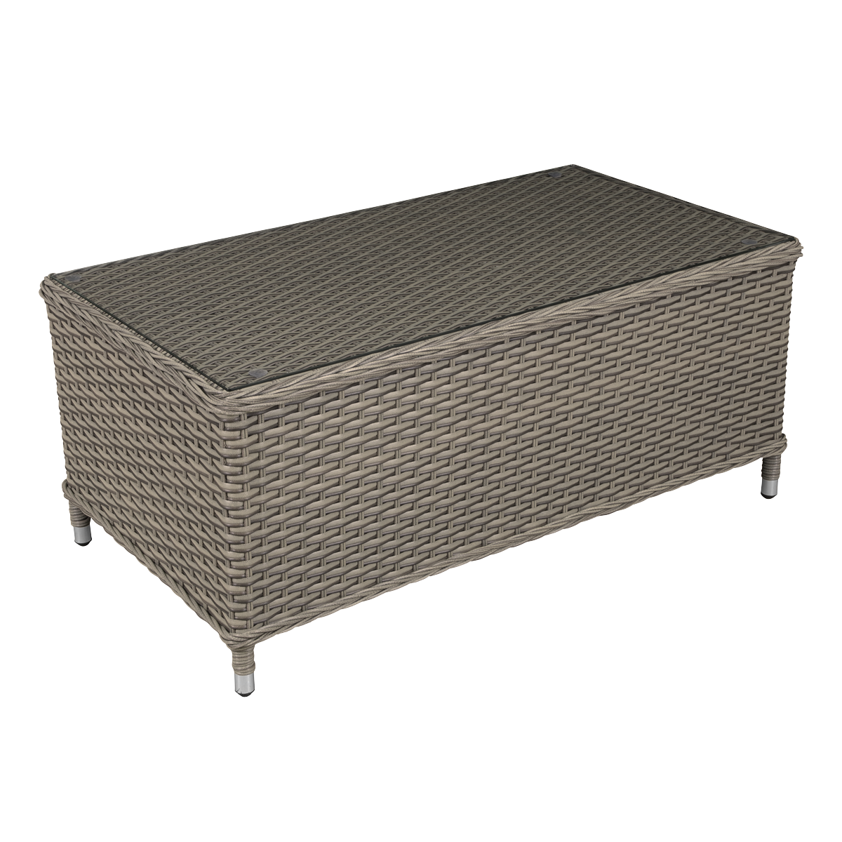 Dellonda Chester Rattan Wicker Outdoor Coffee Table with Tempered Glass Top, Brown DG71