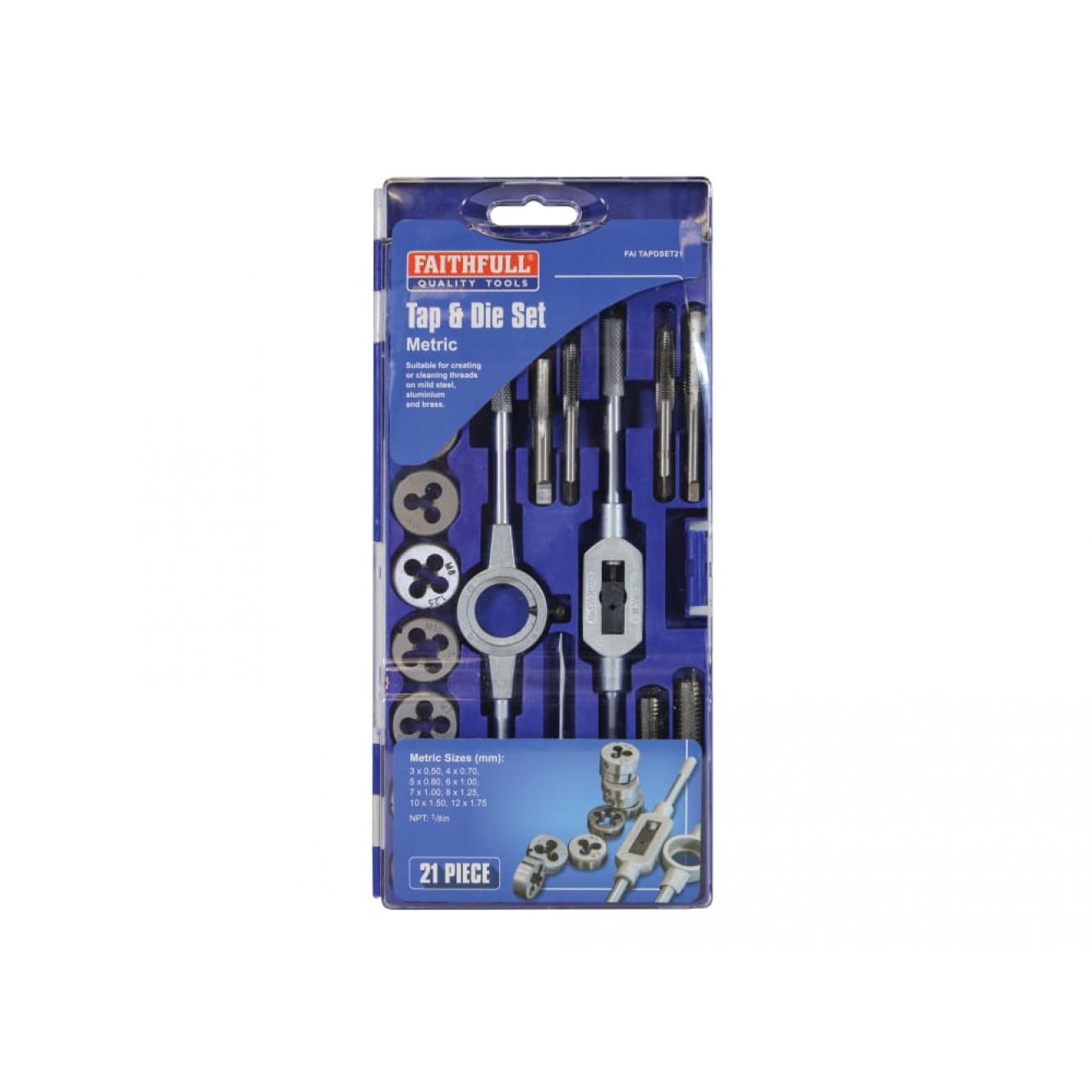 Metric Tap & Die Set of 21 Carbon Steel FAITAPDSET21