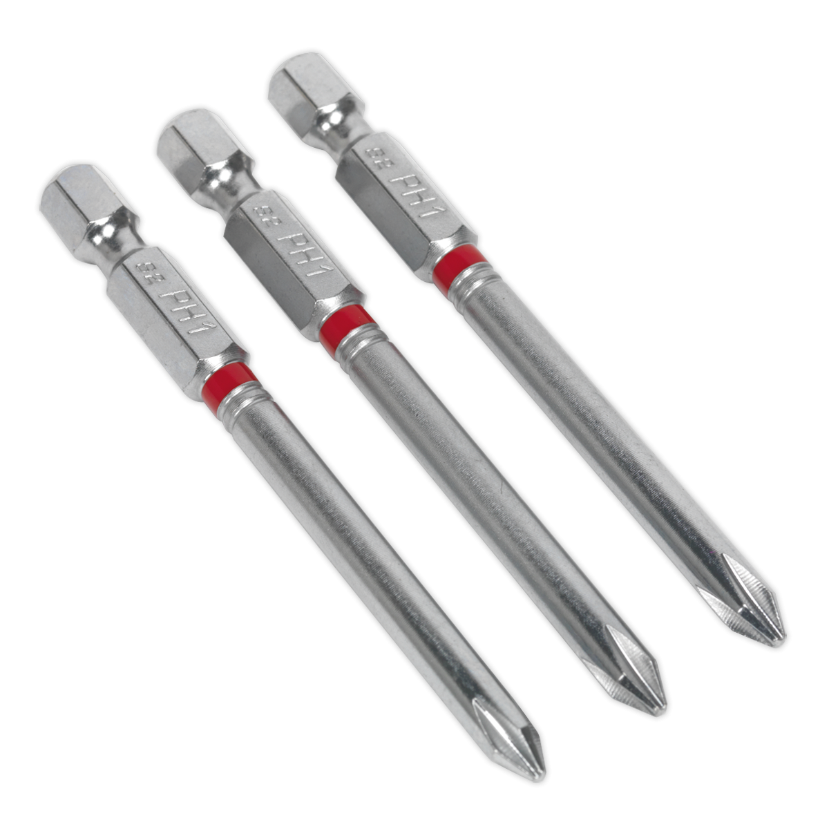 Power Tool Bit Phillips #1 Colour-Coded S2 75mm Pack of 3