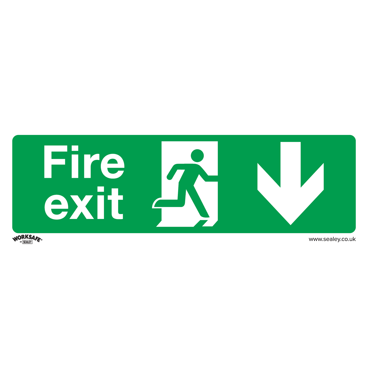 Safe Conditions Safety Sign - Fire Exit (Down) - Self-Adhesive Vinyl - Pack of 10 SS22V10